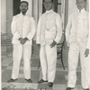 Emilio Aguinaldo, Colonel Simon Villa, Chief-of-Staff, and Dr. Santiago Barcelona on the balcony overlooking the Pasig River at Malacañan