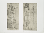 Fish-god.  (Nimroud.) [Nimrud];  Figure near an entrance. (Kouyunjik) [Quyunjik].