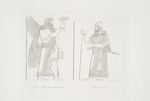 Winged figure holding a branch;  A king in his robes.