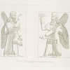 Two winged figures wearing the horned cap.