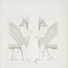 The fore-parts of two human-headed lions with human arms.
