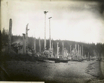 Indian totems at Skidegate, Q.C.I. [Queen Charlotte Islands].