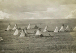 Indian teepees near Elbow of Saskatchewan.