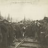 Driving the golden spike, by Hon. D. A. Smith, on C.P.R., Nov. 7, 1885, 9:30 am.