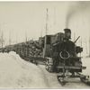 Tractor sled pulling logs.