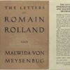 The letters of Romain Rolland and Malwida von Meysenbug.