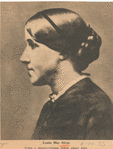 Louisa May Alcott, from a daguerreotype taken about 1862.