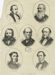 A group of Oxford D. C. L.'s : Dr. Magee, Bishop of Peterborough, Sir T. Duffus Hardy, Mr. F. A. Freeman, M. A., Sir Alderson, Mr. C. W. Siemens, C. E., Mr. Matthew Arnold [and] Professor W. Sterndale Bennett