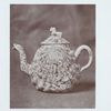 53. Whieldon. Solid Agate teapot, grey blue pecten shell pattern, lion on lid. H. 6".