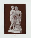 120A. Wood group, Bacchus and Ariadne, white glaze, on square plinth. H. 24". (The glaze on this group is like that usually associated with Ralph Wood.)