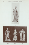 120. Ralph Woold figure of Minerva with Medusa head, shield and owl on square plinth. H. 12"; 120A. Figure of Mercury in white, arm broken. Probably Leeds. H. 11"; 120B. Figure in white of woman, child on one side and dolphin on the other on shaped plinth on four shaped feet. Probably Ralph Wood. H. 11"; 120C. Figure in white of Hercules. Probably Leeds. H. 10-1/2".