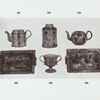 Honey jar, teapots, mug or loving cup, and dishes