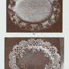 179. Oval glazed dish with pierced and basketwork border, flowers in relief. 10" x 8-1/2"; 271. Oval dish, square diaper pattern in relief, and coloured fruit in relief entwined on border. Probably Whieldon. 13" x 11".