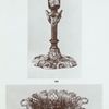 264. Whieldon candlestick, floral decoration in relief on base, and below the candleholder two masks. H. 8"; 290. Dish to No. 291; 291. Whieldon fruit basket, pierced and with decoration in relief. 11" x 9".
