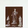 405. Figure of Apollo playing harp, standing on three books, a dog at his feet. On octagonal marbled base with flattened side. H. 13"; 401. Figure (Fortitude). Woman on circular marbled pedestal holding snake with two hands. H. 23"; 403. Figure of Flora; lamb at right side, base with coloured flowers in relief. H. 14".