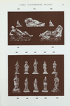 459. Figure of landlord, on square base, on front of which are the words, "No! am I a gentleman upon your soul tho' Mother." H. 6-1/2"; 461. Figure of Ceres with sickle in right hand, and ears of corn in left. H. 6-3/4"; 464. Figure of boy with bird over right shoulder. H. 5-1/2"; 465. Figure  of boy with hat containing bird's nest on his arm. H. 5-1/2"; 466. Figure of girl with basket on her arm. H. 5"; 467. Figure of boy holding flowers in apron. H. 5"; 470. Figure of sailor with left arm supported on achor. H. 5-1/2" 474. Figure of boy skating, representing Winter, gilded waistcoat and cuffs. Pair to 475. H. 7-1/2"; 475. Figure of girl representing Summer, with sickle in one hand and sheath under arm, on square marble plinth. Gilded bodice. Pair to 474. H. 7-1/2"; 513. Illustrated on page 184 (Figure of sleeping Lucretia (nude) on rectangular base, in form of couch having head of man at end. Lettered "Lucretia" on front. H. 3-1/2", L. 10"); 516. Illustrated on p. 176 (Figure of boy with spade (probably Ralph Wood). H. 5"); 527, 528. Two small reclining figures of children with flowers; 535, 537. Antony and Cleopatra. Illustrated elsewhere. L. 13".