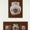 355. Nelson jug; half figures in relief of Nelson on one side, of Captain Berry on the other. H. 5-1/2"; 357. Jug with "The Blacksmith's Arms," and dated "1808" on front. H. 7-1/2"; 358. Jug with birds on branches in relief. H. 6".