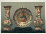 Large dish (centre), D. 18 in.; Pair of vases, H. 21-1/2 in. (In the possession of James L. Bowes, Esq.)