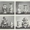 1. Pair of vases, H. 13-1/2 in. (G.A. Audsley, Esq,), Vase, H. 12 in. (James L. Bowes, Esq.); 2. Pair of cylindrical vases, H. 16 in., Vase of globular body, H. 13 in. (James L. Bowes, Esq.); 3. Pair of small vases, H. 6 in. (Joseph Beck, Esq.), Perfume burner, H. 11 in. (James L. Bowes, Esq.); 4. Vase, H. 5-1/2 in. (Major Walter), Hibatchi, H. 10 in. (W.J. Audsley, Esq.), Vase, H. 5 in. (Major J. Walter).