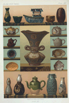 Perfume burner, modelled in a form of boat (L. 7-5/8 in.), Vase (top left, H. 7-3/4 in.), teapots, vases, pair of teabowls, tea jar, saké bottles. (In the possession of James L. Bowes. Esq.).