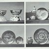1. Pair of bowls, D. 11 in. and 12 in.(James L. Bowes, Esq.), Bowl, D. 12 in. (Holbrook Gaskel, Esq., Bowl, D. 12 in. (R.W. Edis, Esq., F.S.A); 2. Dish (D. 14 in.), teapots, saké bottles (H. 7-1/2 in. and 7 in.) (James L. Bowes, Esq.), Teapot, H. 4 in. (R. Phené Spiers, Esq.); 3. Dish, D. 13 in. (R.W. Edis, Esq., F.S.A); Pair of dishes, D. 7-1/2 in. (Major J. Walter); 4. Dish, D. 12 in. (Joseph Beck,Esq.), Tea jar, H. 6 in. (Major J. Walter); Coffee pot, H. 7 in. (James L. Bowes, Esq.).
