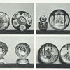 1. Rice dishes (D. 9 in. and 10-1/4 in.); 2. Covered jar H. 7-1/2 in., Dish, D. 15 in. (James L. Bowes, Esq.), Bottle, H. 10-1/2 in. (Ernest Beck, Esq.); 3. Bowls (James L. Bowes, Esq.); 4. Pair of dishes, D. 14 in. (Ernest Beck, Esq.).