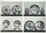 1. Rice dishes (D. 9 in. and 10-1/4 in.); 2. Covered jar H. 7-1/2 in., Dish, D. 15 in. (James L. Bowes, Esq.), Bottle, H. 10-1/2 in. (Ernest Beck, Esq.); 3. Bowls (James L. Bowes, Esq.); 4. Pair of dishes, D. 14 in. (Ernest Beck, Esq.).