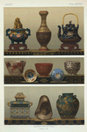 1. Koro (H. 8-1/2 in.), Vase (H. 10 in.), Water pot (H. 6-1/2 in.); 2. Tea bowls (D. 5-1/4 in., 4 in.), Cup (D. 2-5/8 in.) (James L. Bowes, Esq.); Cup (D. 2-3/4 in.) (Ernest Beck, Esq.); 3. Hibatchi (H. 9 in.), Tea bowl (6-7/8 in.), Jar (H. 12 in.) (James L. Bowes, Esq.).