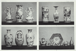 1. Pair of vases, H. 11-1/2 in. (R. Phené Spiers, Esq.), Vase, H. 13-1/4 in.; 2. Pair of jars (H. 11-1/4 in.), Flower vase, H. 11-3/4 in. (James L. Bowes, Esq.); 3. Pair of vases, H. 12-1/2 in. (James L. Bowes, Esq.), Hibatchi, H. 11-1/2 in.; 4. Fruit dish, D. 13 in., Hibatchi, H. 8 in., Figure, H. 3-1/2 in. (Major J. Walter), Flower holder, H. 4-3/4 in. (James L. Bowes, Esq.), Bottle, 8-1/2 in. (Ernest Beck, Esq.).