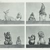 1. Figure of Girogin (H. 7-1/4 in.), A stag (H. 12-1/4 in.), Figure of Hotei (H. 8-3/4 in.); 2.  Figure of a Buddhist Sennen (H. 9-1/4 in.), Flower pot (H. 19 in.), Figure of Fukurokujin (H. 9-1/2 in.); 3. Figure of a crane (H.9-1/4 in.), Figure of Daikoku (H. 13-1/4 in.), Figure of Gama-Sennen; 4. Figure of a horse (H. 10-1/2 in.), Figure of a lion (H. 14 in.), Figures of lions (H. 7-3/4 in.)(James L. Bowes, Esq.)