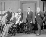 Scene from Shaw's "Doctor's dilemma." L to R: Lynn Fontanne, Alfred Lunt (in chair), Baliol Holloway, Dudley Digges, Earle Larimore and Ernest Cossart.