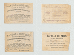 Trade cards depicting : Italian, Swedish and Norwegian pavilions at the Universal Exhibition of 1878 ; a man in Scottish dress ; and an entertainer.