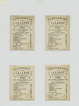 Trade cards depicting a painter and people with signs for 'Layettes'.