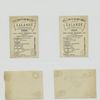 Trade cards depicting flowers, butterflies and men with 'layettes' advertisements.
