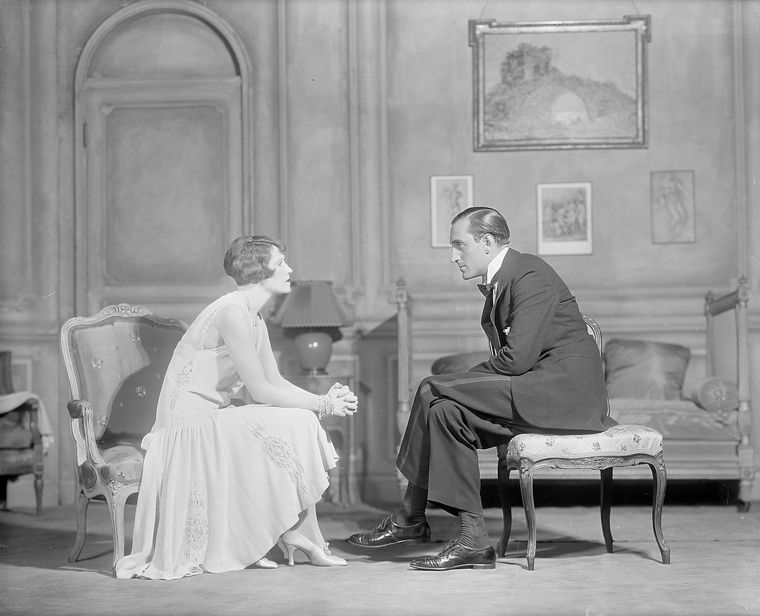 Helen Menken as Irene de Montcel and Basil Rathbone as Jacques Virieu ...