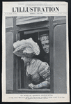 Un jeune et heureux couple royal ; Le voyage, d'lrun à Madrid, du roi Alphonse XIII et de sa fiancée : aux stations, la princesse se penche hors du wagon pour sourire à la foule qui l'acclame.