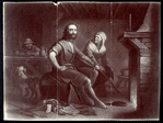 Photograph of a print of King Alfred and the neatherd's wife.