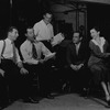 Rehearsal for Fine and Dandy, 1930. L to R: Dave Chasen, Joe Cook, ??, with Paul James (lyricist) and Kay Swift, composer, at piano.