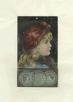 An 1890 Calendar and trade card depicting a young girl's profile