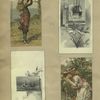 Trade cards depicting ships, budding plants and girls : smelling flowers and picking apples.