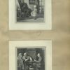 Cards depicting a man playing an accordion and a girl dancing and a card entitled 'The old boys'.