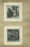 Cards depicting a man playing an accordion and a girl dancing and a card entitled 'The old boys'.