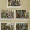 Trade cards for Day & Martin shoe polish depicting shoe shopping, a study full of shoes, a man being robbed for his shoe polish and people admiring the shine of their shoes