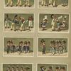 Trade cards depicting boy and girl soldiers and musical instruments