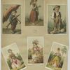 Trade cards depicting children : fishing, with an umbrella and in ragged clothing ; cards depicting the following flowers personified : fuchsia, honeysuckle and tulip.