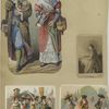 Trade cards depicting child soldiers, a woman named Evangeline and a boy and girl carrying : an umbrella, flowers, bags, books and a bird card