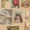 Trade cards depicting women, flowers, Asians, Little Red Riding Hood, a butterfly, a mirror and boys squirting a sleeping man with water