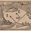 Landscape with buildings and stars