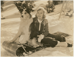 Publicity photograph of Margaret Sullavan with dog in the motion picture The Moon’s Our Home