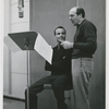Singer Harry Belafonte and conductor/arranger Robert De Cormier during a recording session for RCA Victor Records